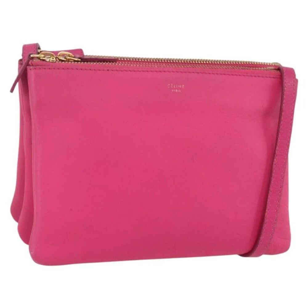 Celine Trio Leather Pink Leather Shoulder Bag Bag